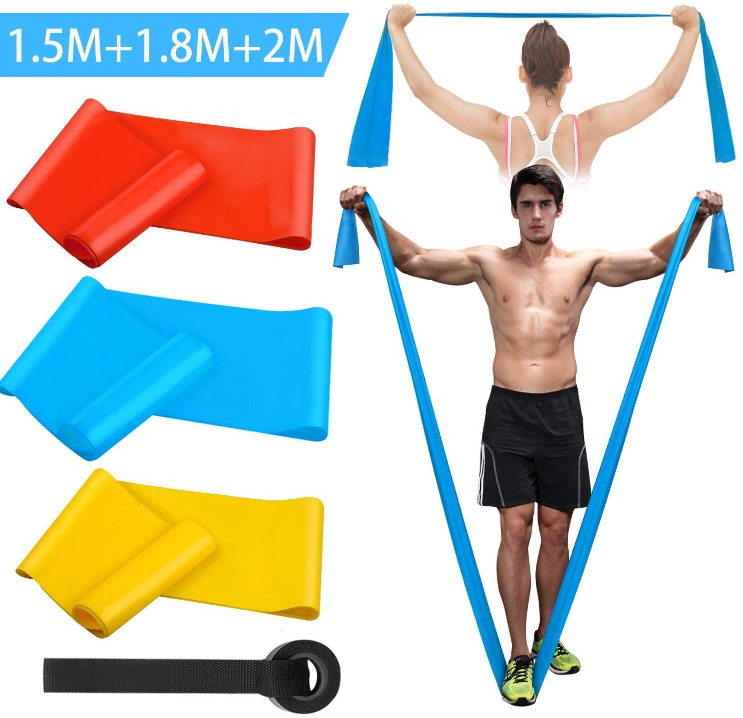 Pilates Bar Kit With Resistance Bands - Elastyczne taśmy fitness 3 szt. Taśmy