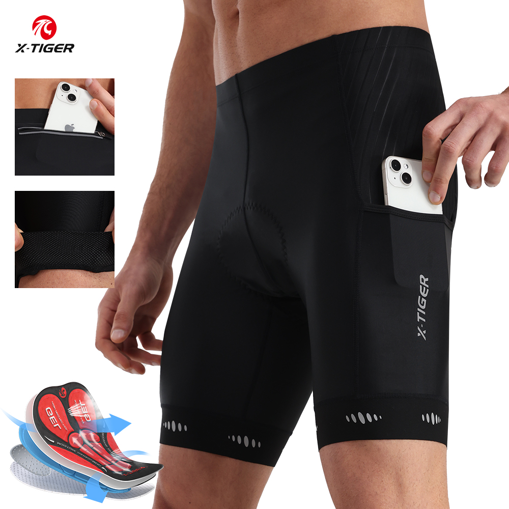 Padded Cycling Shorts 5D Gel - X-TIGER Męskie spodenki rowerowe z tylną