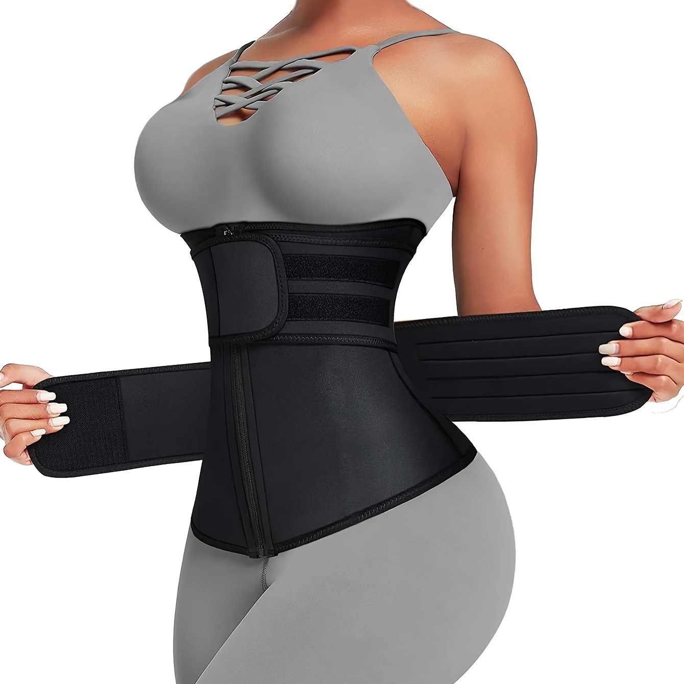 Sweat Waist Trainer Belt Neoprene - Damski pas wyszczuplający z podwójnym paskiem