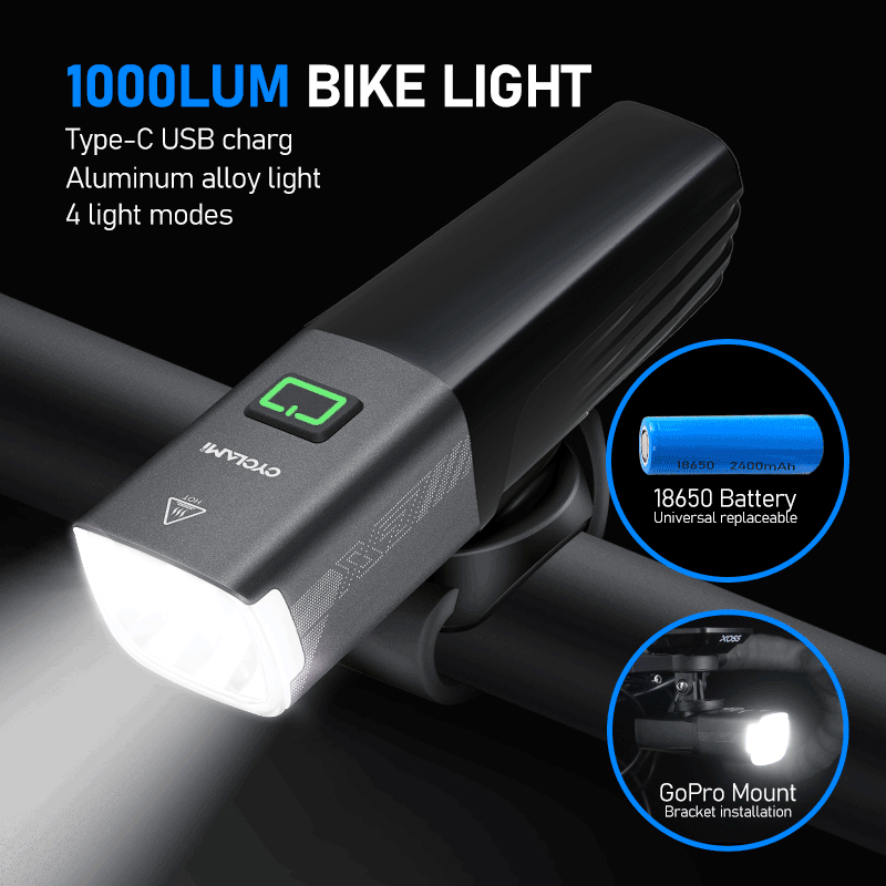 Rechargeable Bicycle Headlight 1000 Lumen - CYCLAMI X7 Reality 1000 lumenów –