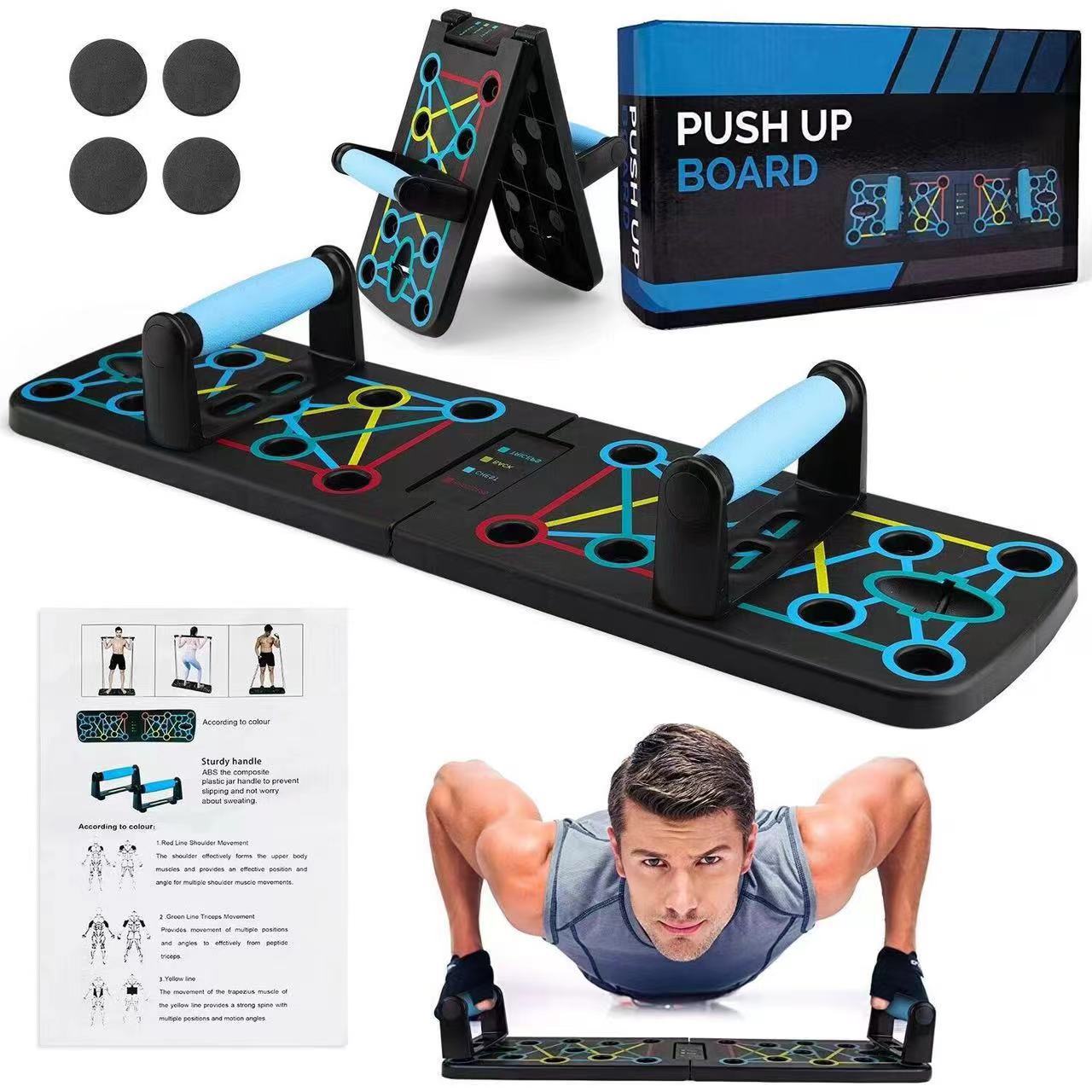 Push Up Board Foldable Multi Function - Przenośny, wielofunkcyjny zestaw do pompek z