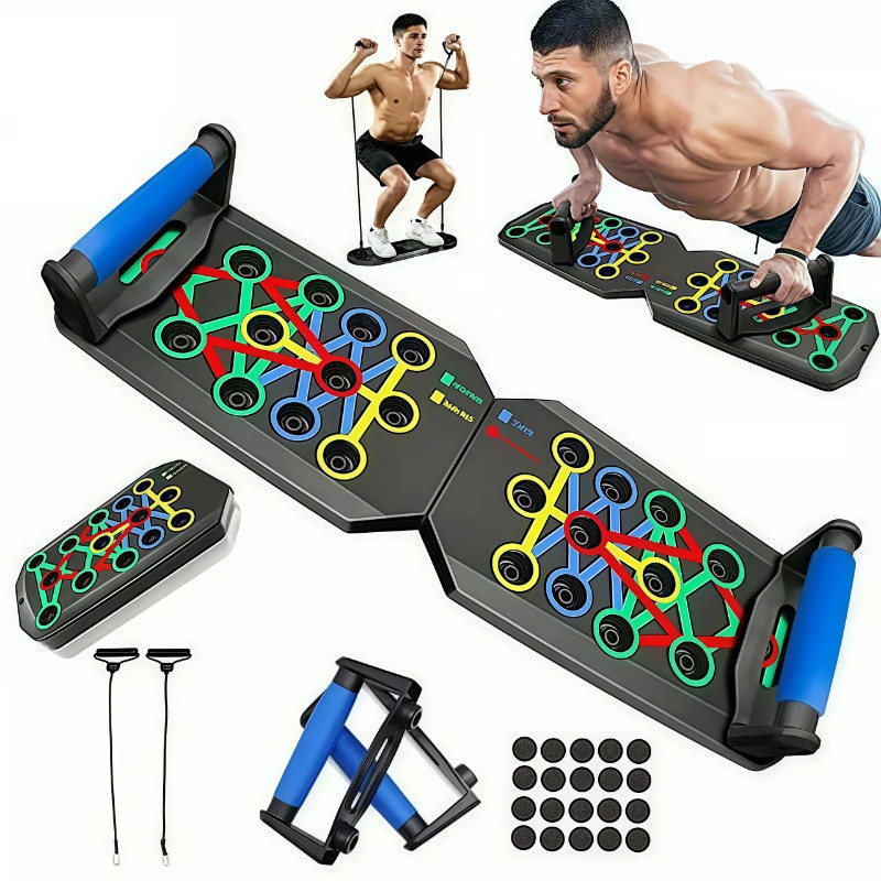 Push Up Board Foldable Multi Function - Składana deska do pompek z taśmami