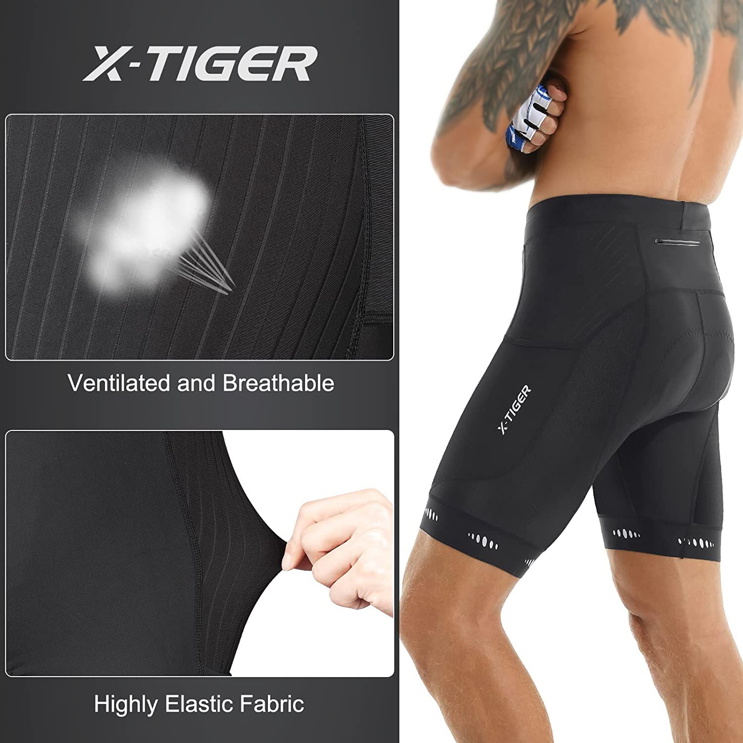 X-TIGER Męskie spodenki rowero – Padded Cycling Shorts 5D Gel recenzja i cena