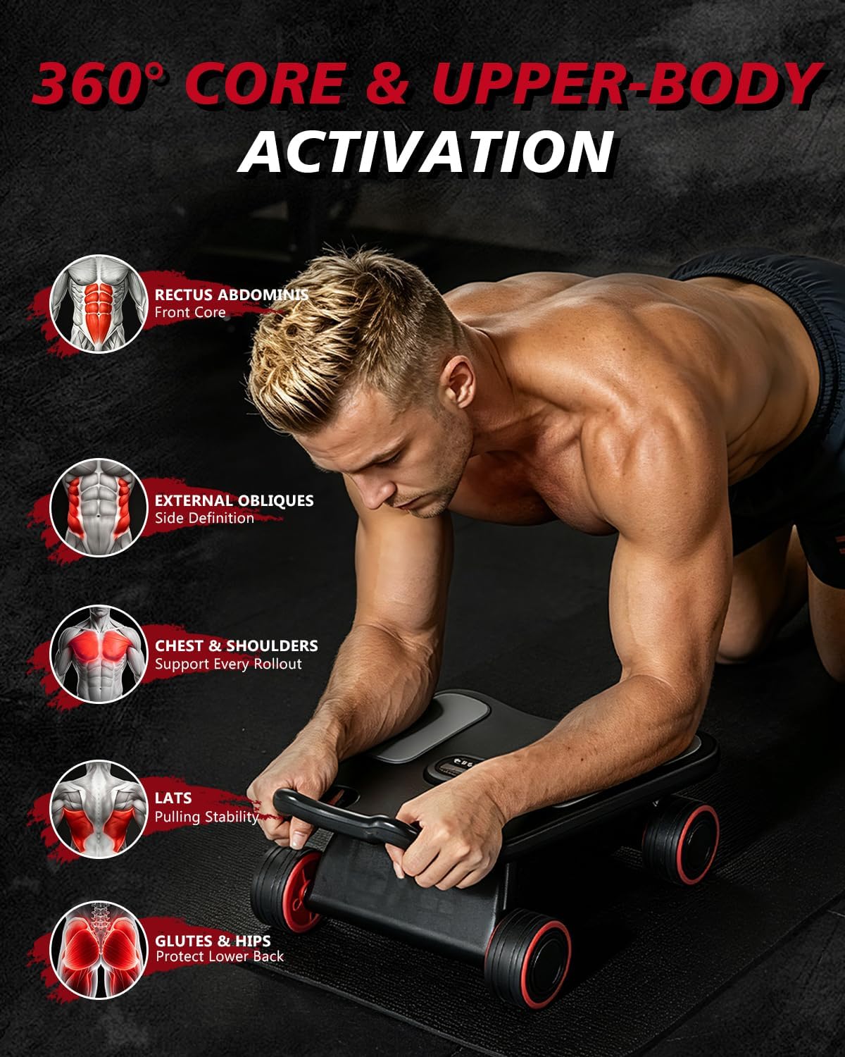 Kółko do ćwiczeń mięśni brzuch – Ab Roller Wheel With Elbow Support recenzja i cena